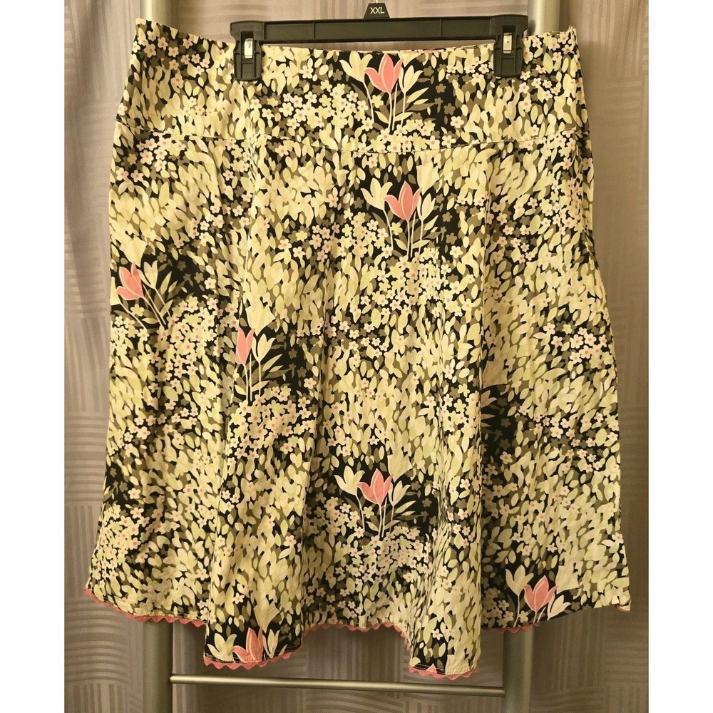 Bernado Skirt A Line Skirt‎ Green Pink Floral Print Skirt Size 16